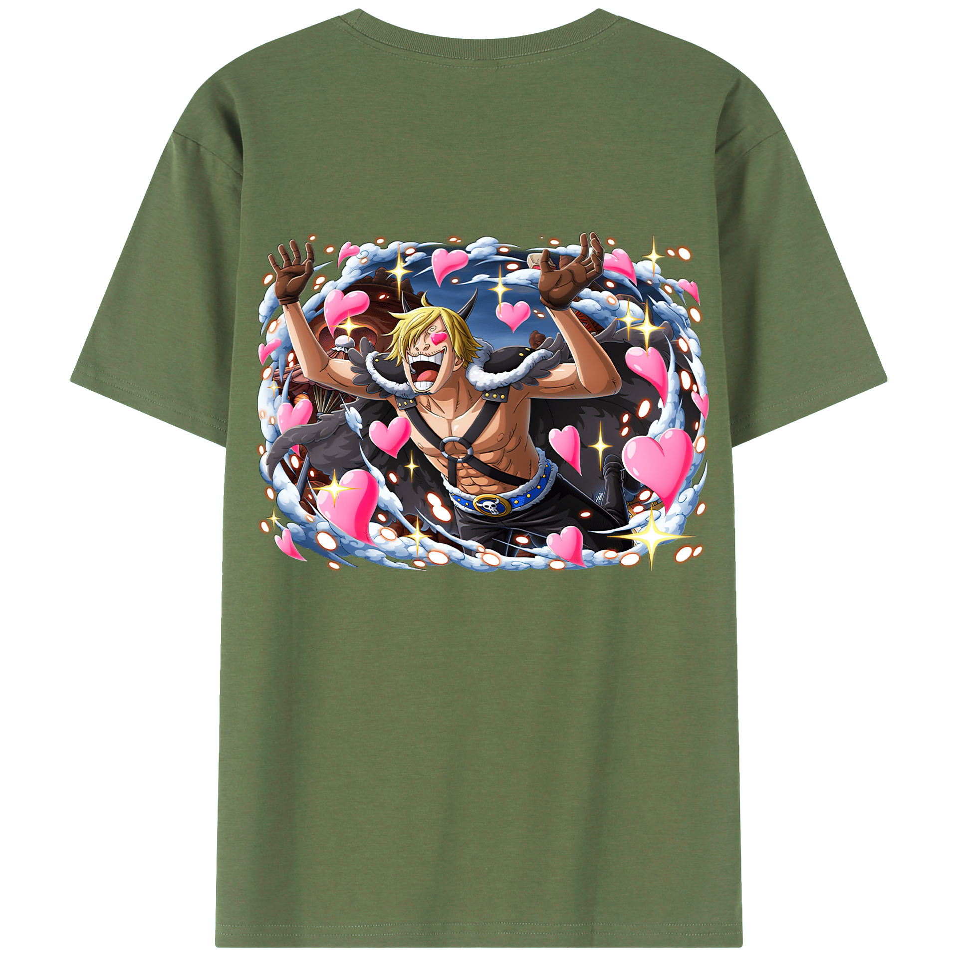 （画像用） ワンピース サンジ ONE PIECE Sanji 綿100％ メンズ半袖Tシャツ（バックプリント） 通気性